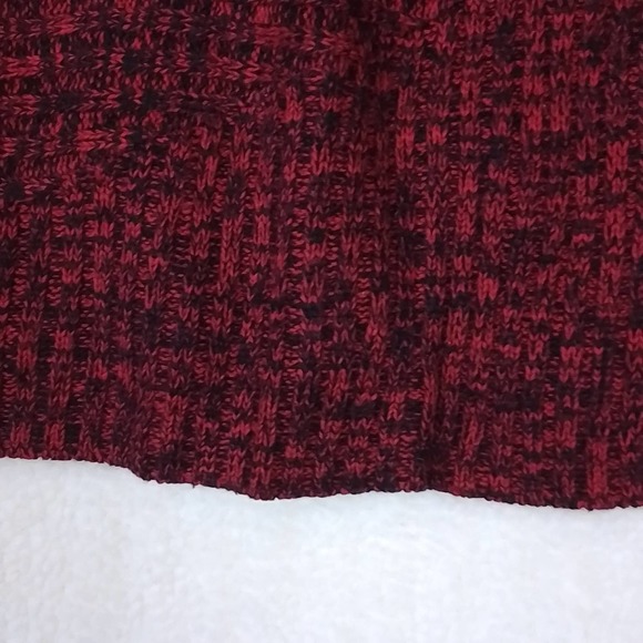 Investments Womens Sweater L Red Black Chunky Knit Mock Neck Relaxed Fit - Picture 12 of 13